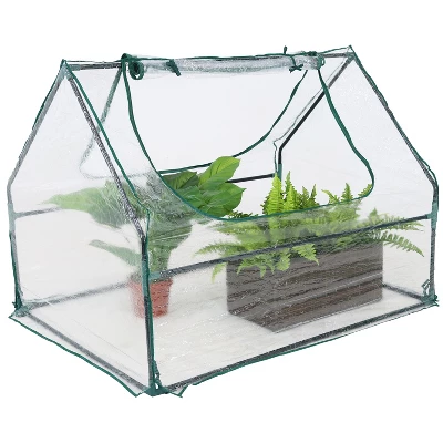 Sunnydaze Decor Sunnydaze Mini Greenhouse With 2 Zippered Side Doors - Clear 8 Sunnydaze Decor Sunnydaze Mini Greenhouse With 2 Zippered Side Doors - Clear - Image 6