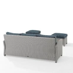 Bradenton 3pc Outdoor Wicker Sofa & 2 Ottoman Set - Navy/Gray - Crosley -Sunnydaze Decor Store GUEST f5a0671d 8433 4e90 9587 d15ee0c4b573