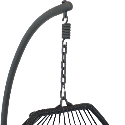 Sunnydaze Decor Sunnydaze Outdoor Resin Wicker Patio Penelope Hanging Basket Egg Chair Swing With Cushions, Headrest, And Steel Stand Set - 3pc 4 Sunnydaze Decor Sunnydaze Outdoor Resin Wicker Patio Penelope Hanging Basket Egg Chair Swing With Cushions, Headrest, And Steel Stand Set - 3pc - Image 2