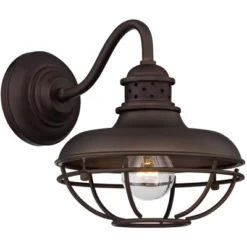 Franklin Iron Works Park Rustic Farmhouse Outdoor Wall Light Fixture Oil Rubbed Bronze Caged 9" For Post Exterior Barn Deck House Porch Yard Patio -Sunnydaze Decor Store GUEST f6146bc0 3e1a 4a63 9652 635b1c104b66