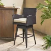 Braxton Wicker Swivel Patio Bar Stool With Cushion - Multi-Brown - Christopher Knight Home