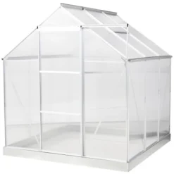Outsunny Polycarbonate Greenhouse With Aluminum Frame, Walk-in Garden Greenhouse Kit With Adjustable Roof Vent, Rain Gutter And Sliding Door For Winter, Silver 11 Outsunny Polycarbonate Greenhouse With Aluminum Frame, Walk-in Garden Greenhouse Kit With Adjustable Roof Vent, Rain Gutter And Sliding Door For Winter, Silver -Sunnydaze Decor Store GUEST f6a69399 0213 4258 9964 d7c6e2a4ac93