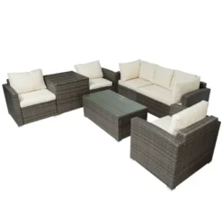 7pc Wicker Patio Seating Set With Cushions & Storage Box - Gray/Beige - GODEER 17 7pc Wicker Patio Seating Set With Cushions & Storage Box - Gray/Beige - GODEER -Sunnydaze Decor Store GUEST f6d5b90b 9108 469b 97e2 783e6a2a3070