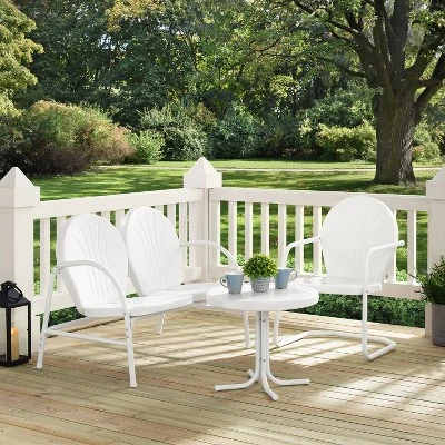 Griffith 3pc Outdoor Conversation Set With Loveseat, Arm Chair & Accent Table - White - Crosley 5 Griffith 3pc Outdoor Conversation Set With Loveseat, Arm Chair & Accent Table - White - Crosley - Image 3