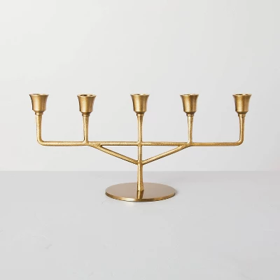Antiqued Metal Taper Candelabra Brass Finish - Hearth & Hand™ With Magnolia 6 Antiqued Metal Taper Candelabra Brass Finish - Hearth & Hand™ With Magnolia - Image 4