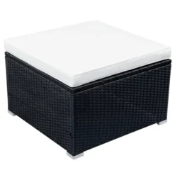 9pc Wicker Patio Set With Cushions - Black/Beige - GODEER -Sunnydaze Decor Store GUEST f795de10 43c7 4579 9b55 f5f7d5dcc271