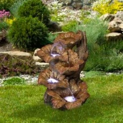 Northlight 21.75" LED Lighted Wood Design Outdoor Garden Water Fountain