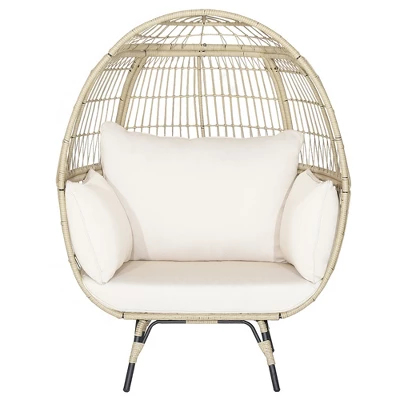 Costway Patio Oversized Rattan Egg Chair Lounge Basket With 4 Cushions For Indoor Outdoor 10 Costway Patio Oversized Rattan Egg Chair Lounge Basket With 4 Cushions For Indoor Outdoor - Image 8