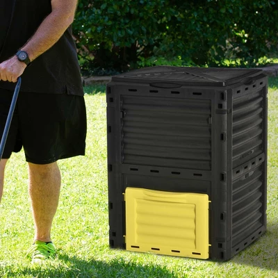 Outsunny Garden Compost Bin 80 Gallon Outdoor Large Capacity Composter Fast Create Fertile Soil Aerating Box, Easy Assembly 7 Outsunny Garden Compost Bin 80 Gallon Outdoor Large Capacity Composter Fast Create Fertile Soil Aerating Box, Easy Assembly - Image 5
