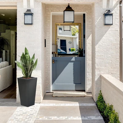 LuxenHome Square Tapered 24.2" Tall Planter Black 3 LuxenHome Square Tapered 24.2" Tall Planter Black