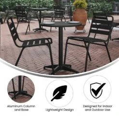 Emma And Oliver 23.5'' Round Aluminum Indoor-Outdoor Table Set With 2 Slat Back Chairs 20 Emma And Oliver 23.5'' Round Aluminum Indoor-Outdoor Table Set With 2 Slat Back Chairs -Sunnydaze Decor Store GUEST f90dad55 9728 4f3c beb4 1279951aca4c