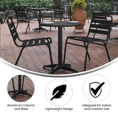 Emma And Oliver 23.5'' Round Aluminum Indoor-Outdoor Table Set With 2 Slat Back Chairs 9 Emma And Oliver 23.5'' Round Aluminum Indoor-Outdoor Table Set With 2 Slat Back Chairs - Image 7