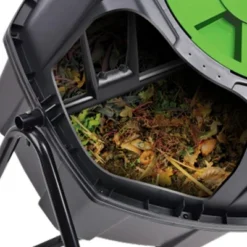 Tumbleweed 110 Liter 29 Gallon Indoor Outdoor Drum Waste Container Bin Garden Compost Tumbler With Stand And Twist Lid, Plastic, Black And Green -Sunnydaze Decor Store GUEST f9490d0a 5f46 49ec 95d5 2aece4c604a2
