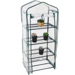 Sunnydaze Decor Sunnydaze Outdoor Portable Growing Rack 4-Tier Greenhouse With Roll-Up Door - 4 Shelves - Clear -Sunnydaze Decor Store GUEST f94c999d 0ddb 4239 b4fa 954e65acd279