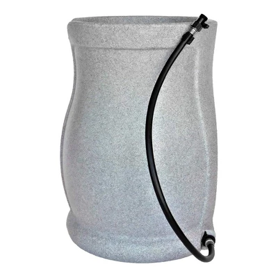 FCMP Outdoor Catalina 45 Gallon Rain Barrel, Water Rain Catcher Barrel With Flat Back For Watering Outdoor Plants, Gardens, Landscapes, Light Granite 5 FCMP Outdoor Catalina 45 Gallon Rain Barrel, Water Rain Catcher Barrel With Flat Back For Watering Outdoor Plants, Gardens, Landscapes, Light Granite - Image 3