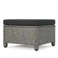 Puerta 2pk Outdoor Wicker Ottomans With Cushions - Black/Dark Gray - Christopher Knight Home -Sunnydaze Decor Store GUEST f9dba45b 9fc9 428d a918 b2abd5fe6a56