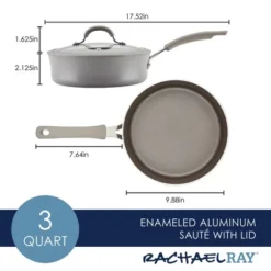 Rachael Ray Cook + Create Aluminum Nonstick Saute Pan With Lid 3qt Gray -Sunnydaze Decor Store GUEST fb264c5e db92 4e7e 8a7e 7562da155b9b