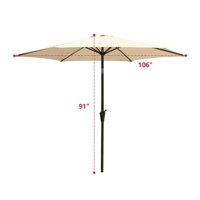 9' Aluminum Outdoor Patio Umbrella With Carry Bag - Wellfor 10 9' Aluminum Outdoor Patio Umbrella With Carry Bag - Wellfor - Image 8