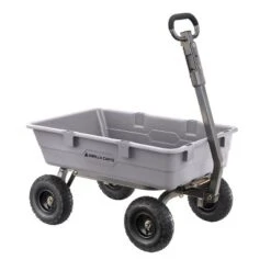 Gorilla Carts 800 Pound Capacity Heavy Duty Poly Yard Garden Steel Dump Utility Wheelbarrow Wagon Cart With 2 In 1 Towing ATV Handle, Gray -Sunnydaze Decor Store GUEST fbb8089f 189e 47aa b883 68a10eac14dd