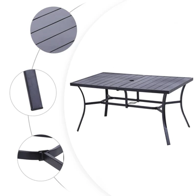 7pc Patio Dining Set With Rectangle Table With 2.6" Umbrella Hole & 360 Swivel Cushioned Arm Chairs - Captiva Designs 5 7pc Patio Dining Set With Rectangle Table With 2.6" Umbrella Hole & 360 Swivel Cushioned Arm Chairs - Captiva Designs - Image 3