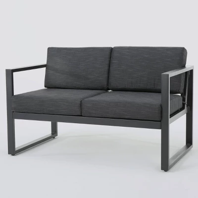 Navan 12pc Aluminum Sectional Sofa Seating Set Black/Dark Gray - Christopher Knight Home 7 Navan 12pc Aluminum Sectional Sofa Seating Set Black/Dark Gray - Christopher Knight Home - Image 5