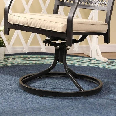 7pc Outdoor Dining Set With Faux Wood Top & Metal Frame & Wrought Iron Chairs - Beige - Captiva Designs 14 7pc Outdoor Dining Set With Faux Wood Top & Metal Frame & Wrought Iron Chairs - Beige - Captiva Designs - Image 12