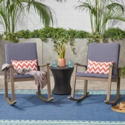 Candel 2pk Acacia Wood Rocking Chairs - Gray - Christopher Knight Home -Sunnydaze Decor Store GUEST fd1395be fa50 4ce9 b977 f63d33d75c03