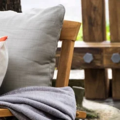 Caterina Teak Patio Sofa With Cushion - Beige - Cambridge Casual -Sunnydaze Decor Store GUEST fd9f4c7a 2966 4877 8b15 b6a11c965417