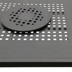 84" Modern Mesh Aluminum Rectangle Patio Dining Table With Two Lazy Susans - Black - Oakland Living