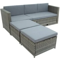 4pc Outdoor Wicker Conversation Sectional Set With Cushions - Gray - GODEER 27 4pc Outdoor Wicker Conversation Sectional Set With Cushions - Gray - GODEER -Sunnydaze Decor Store GUEST fe1f1852 33b9 4f9b 8d90 dc7880acb5f5