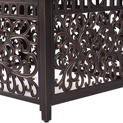 5pc Outdoor Dining Set With 48" Rectangle Fire Table & Deep Seating Swivel Rocking Chairs, Wind Blocker Lid & Covers - Oakland Living 9 5pc Outdoor Dining Set With 48" Rectangle Fire Table & Deep Seating Swivel Rocking Chairs, Wind Blocker Lid & Covers - Oakland Living - Image 7