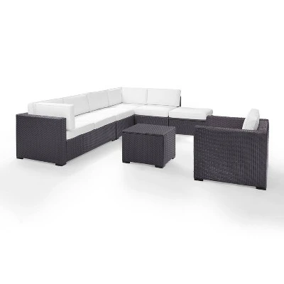 Biscayne 6pc Outdoor Wicker Sectional Set - White - Crosley 7 Biscayne 6pc Outdoor Wicker Sectional Set - White - Crosley - Image 5